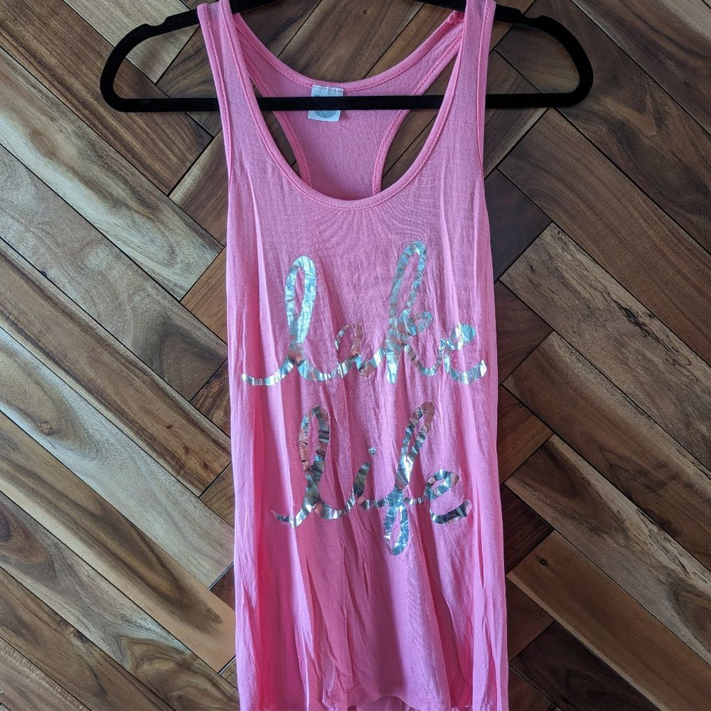 🎉 4 for $25 🎉 Lake Life Pink Racerback Tank Top Women's Small